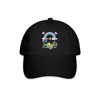 Frosch Frösche Kinder Kind - Baseballkappe - Schwarz/Schwarz - Vorne