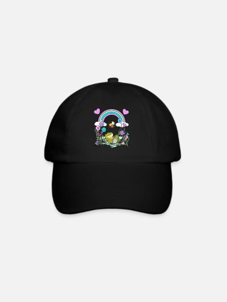 Frosch Frösche Kinder Kind - Baseballkappe - Schwarz/Schwarz