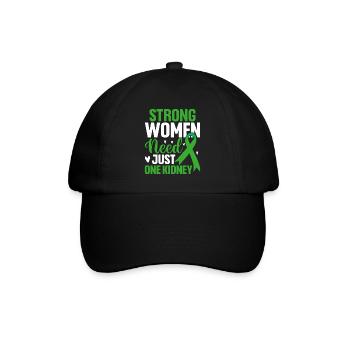 Starke Frauen Nur eine Niere Grünes Band Niere - Baseballkappe - Schwarz/Schwarz - Vorne