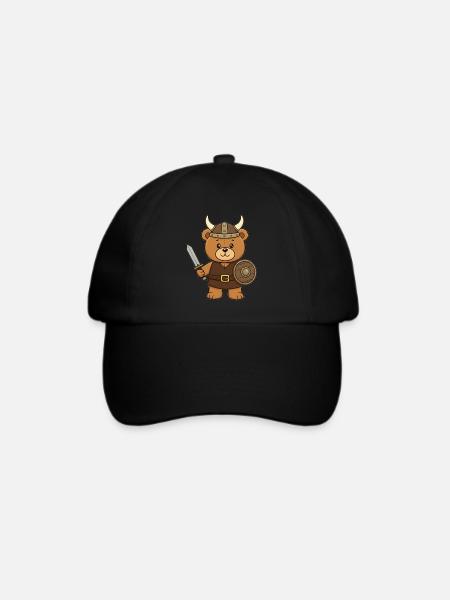 Teddybär Wikinger - Baseballkappe - Schwarz/Schwarz