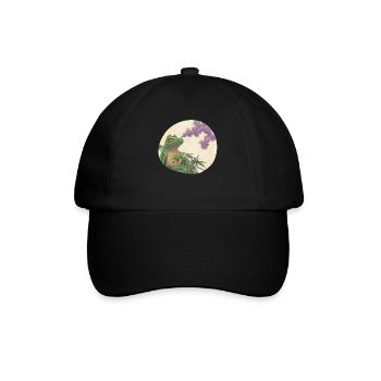 Weed‑rauchender Froschkönig: Stoned Quak - Baseballkappe - Schwarz/Schwarz - Vorne