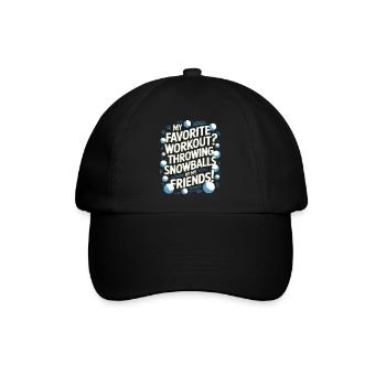 Mein Lieblingstraining? Schneebälle auf meine Pommes werfen - Baseballkappe - Schwarz/Schwarz - Vorne