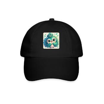 Pfaue Pfau - Baseballkappe - Schwarz/Schwarz - Vorne