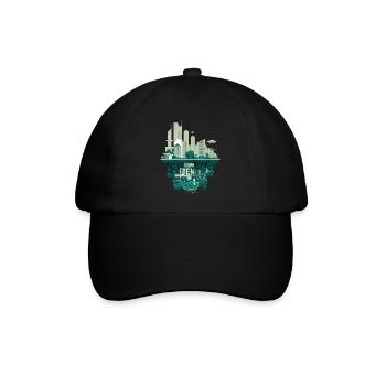 Urban Eden Futuristic Cityscape Design - Baseballkappe - Schwarz/Schwarz - Vorne