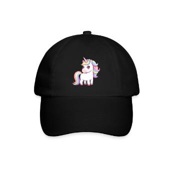 Tier Cartoon Einhorn - Baseballkappe - Schwarz/Schwarz - Vorne