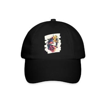 Frühling Frühlingsanfang Blumen - Baseballkappe - Schwarz/Schwarz - Vorne