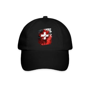 Schweizer Flagge Schweiz - Baseballkappe - Schwarz/Schwarz - Vorne