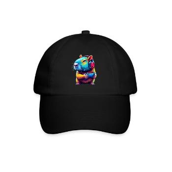 Capybara Gamer Zocker Lustig Videospiel Gaming - Baseballkappe - Schwarz/Schwarz - Vorne