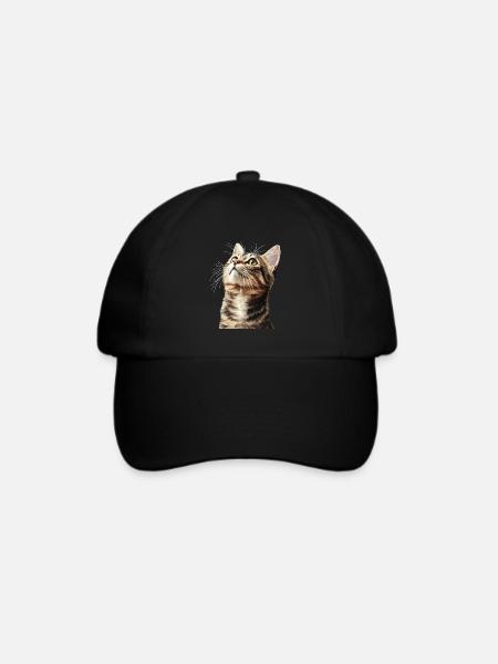 Katze - Baseballkappe - Schwarz/Schwarz