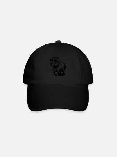 Lustiges Capybara Schlafshirt Kostüm Pyjama - Baseballkappe - Schwarz/Schwarz