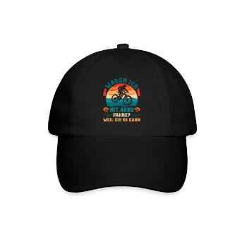 Elektro Rad WARUM ICH MIT AKKU FAHRE Lustig - Baseballkappe - Schwarz/Schwarz - Vorne