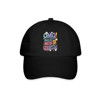 9. Geburtstag Mädchen Das Ist Mein 9. Geburtstag - Baseballkappe - Schwarz/Schwarz - Vorne