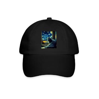 Britisch Kurzhaar Katze Starry Night - Baseballkappe - Schwarz/Schwarz - Vorne
