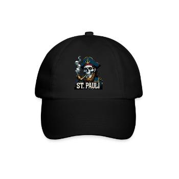 St.Pauli Kiez Hamburg Totenkopf Sankt Pauli - Baseballkappe - Schwarz/Schwarz - Vorne