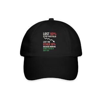 Börsenhändler Lustiger Spruch: 90% Verlust - Baseballkappe - Schwarz/Schwarz - Vorne