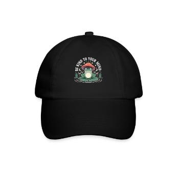 Meditierender Frosch auf Seerose - Baseballkappe - Schwarz/Schwarz - Vorne
