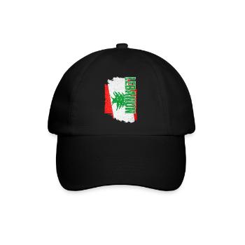 Vertikale Libanon-Flagge, Ich liebe den Libanon - Baseballkappe - Schwarz/Schwarz - Vorne