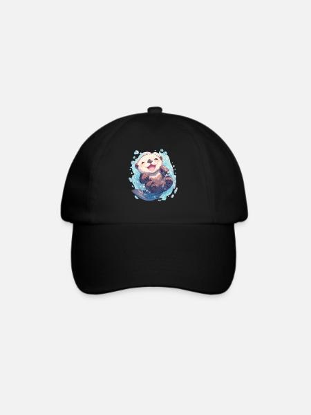 Seeotter - Baseballkappe - Schwarz/Schwarz