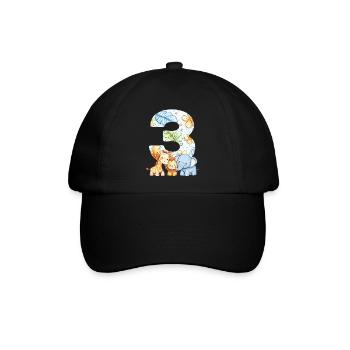Dschungeltiere Kinder 3 Jahr Geburtstag Geschenk - Baseballkappe - Schwarz/Schwarz - Vorne