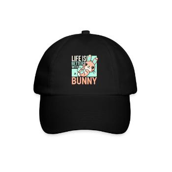 Das Leben ist besser mit einem Hasen - Baseballkappe - Schwarz/Schwarz - Vorne
