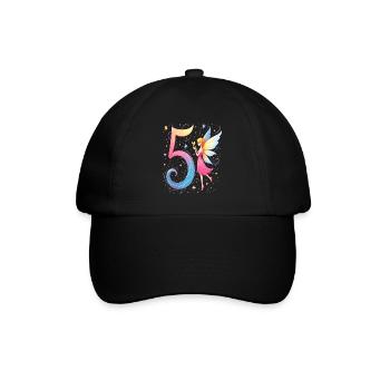 Süße Fee 5. Geburtstag für Mädchen - Baseballkappe - Schwarz/Schwarz - Vorne