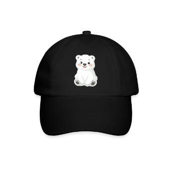Polarbär Illustration – Arktisches Tiermotiv - Baseballkappe - Schwarz/Schwarz - Vorne