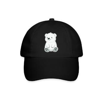 Polarbär Illustration – Arktisches Tiermotiv - Baseballkappe - Schwarz/Schwarz - Vorne