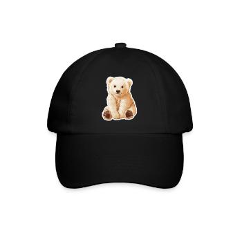 Polarbär Illustration – Arktisches Tiermotiv - Baseballkappe - Schwarz/Schwarz - Vorne