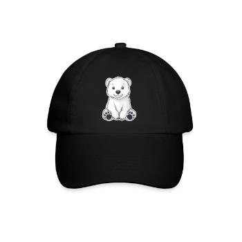 Polarbär Illustration – Arktisches Tiermotiv - Baseballkappe - Schwarz/Schwarz - Vorne
