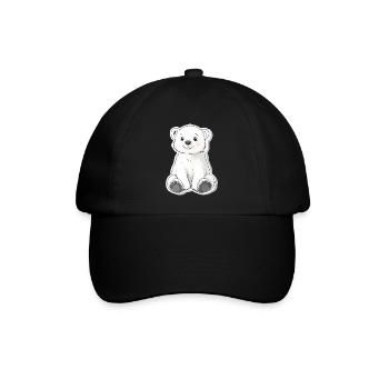 Polarbär Illustration – Arktisches Tiermotiv - Baseballkappe - Schwarz/Schwarz - Vorne