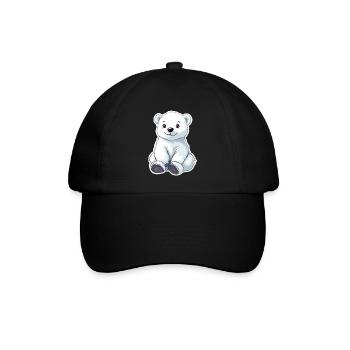 Polarbär Illustration – Arktisches Tiermotiv - Baseballkappe - Schwarz/Schwarz - Vorne