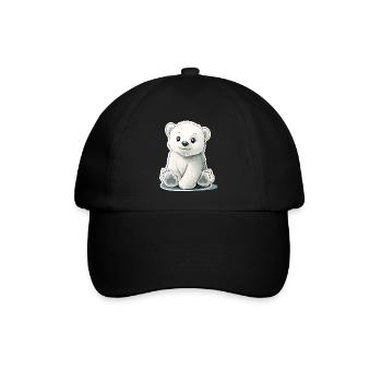 Polarbär Illustration – Arktisches Tiermotiv - Baseballkappe - Schwarz/Schwarz - Vorne
