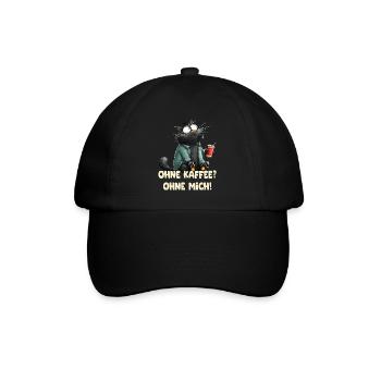 Ohne Kaffee ohne Mich - Baseballkappe - Schwarz/Schwarz - Vorne