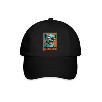 Schreiender lachender Comic Koala - Baseballkappe - Schwarz/Schwarz - Vorne