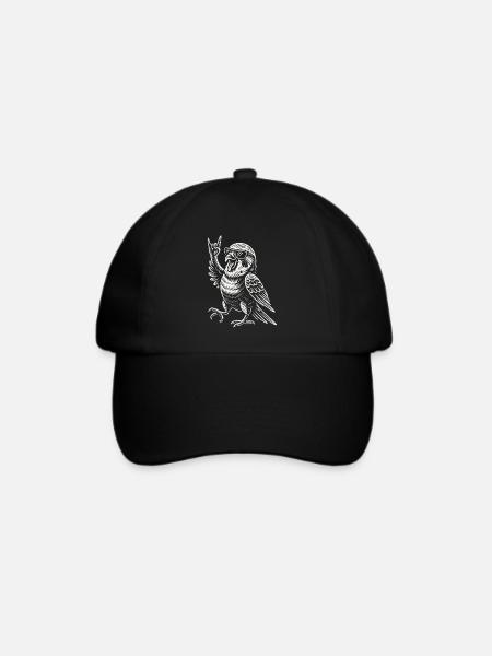Lustig Heavy Metal Wellensittich Vogel Rock Musik - Baseballkappe - Schwarz/Schwarz