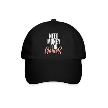 Need Money For Games - Baseballkappe - Schwarz/Schwarz - Vorne