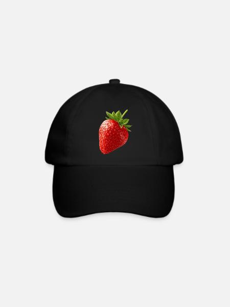 Erdbeere - Baseballkappe - Schwarz/Schwarz