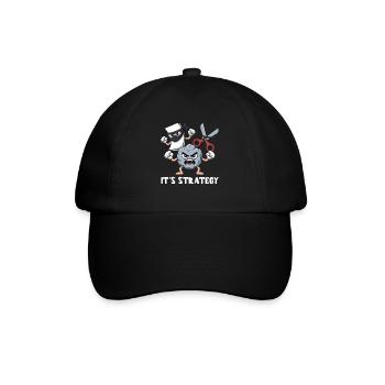 Schere Stein Papier Kawaii - It's Strategy - Baseballkappe - Schwarz/Schwarz - Vorne