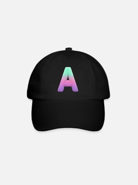 A Buchstabe mi Fell Effekt und Pastell Farbverlauf - Baseballkappe - Schwarz/Schwarz