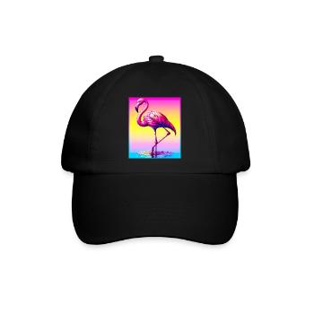 Flamingo - Baseballkappe - Schwarz/Schwarz - Vorne