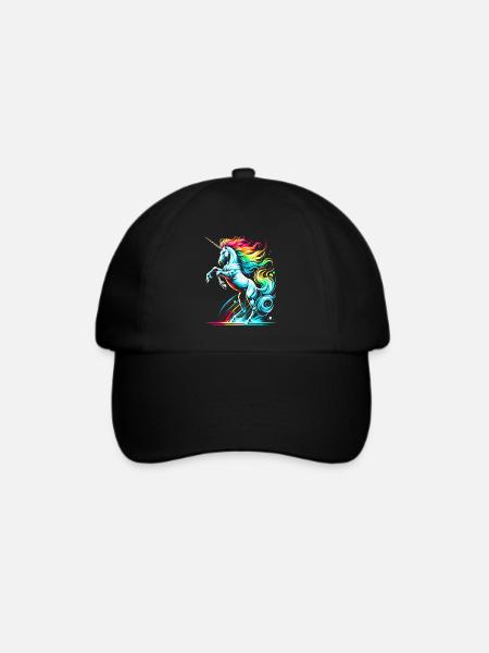 Lebendige Neon-Einhorn-Toleranz-Illustration - Baseballkappe - Schwarz/Schwarz