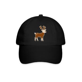 Niedliche Hirsche Verspielte Illustration Karibu - Baseballkappe - Schwarz/Schwarz - Vorne