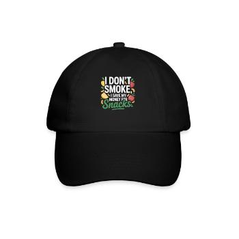 I Don't Smoke I Save My Money Snacks Nichtraucher - Baseballkappe - Schwarz/Schwarz - Vorne