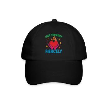 Liebe Dich Selbst Heftig Achtsamkeit Affirmation - Baseballkappe - Schwarz/Schwarz - Vorne