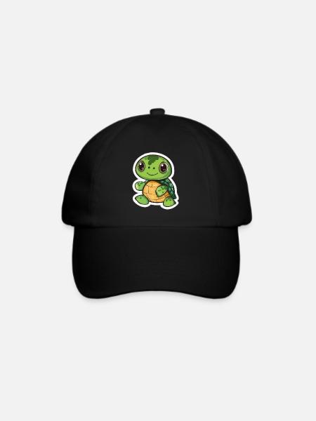 Schildkröte - Baseballkappe - Schwarz/Schwarz