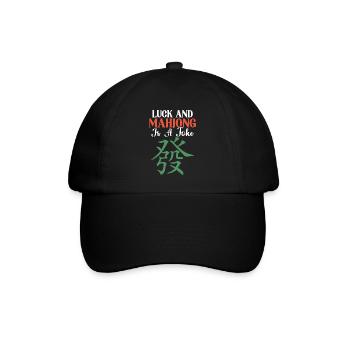 Glück Und Mahjong Ist Ein Witz - Baseballkappe - Schwarz/Schwarz - Vorne