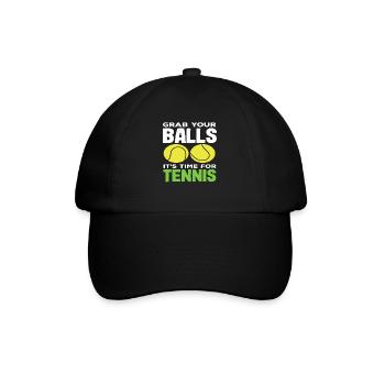 Tennis Spieler: Schnapp Deine Bälle Es Ist Zeit - Baseballkappe - Schwarz/Schwarz - Vorne