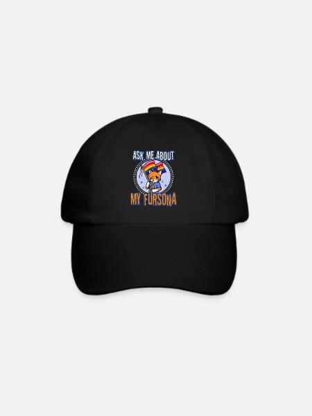 Ask me about my Fursona - Baseballkappe - Schwarz/Schwarz