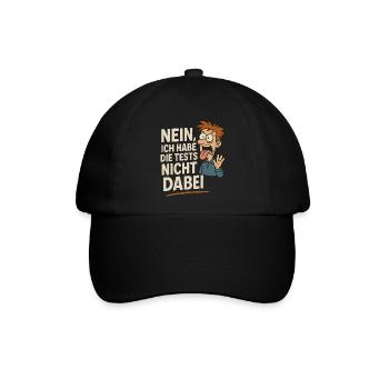 Fun Lehrer Shirt – Tests nicht dabei - Baseballkappe - Schwarz/Schwarz - Vorne