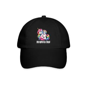 Mamacorn Mama Einhorn Mutter Damen Partnerlook - Baseballkappe - Schwarz/Schwarz - Vorne